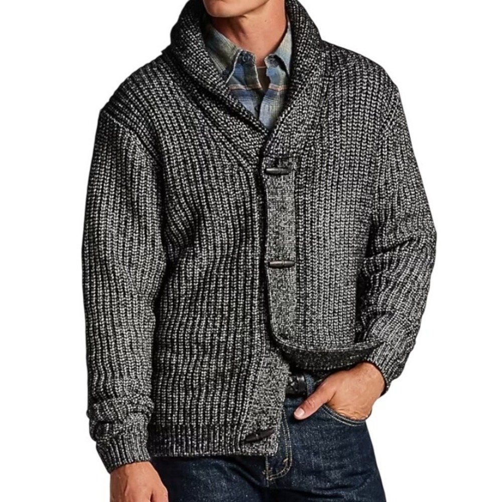 NWOT Weatherproof Vintage Wool Alpaca Men's L Blue Shawl Cardigan Sweater